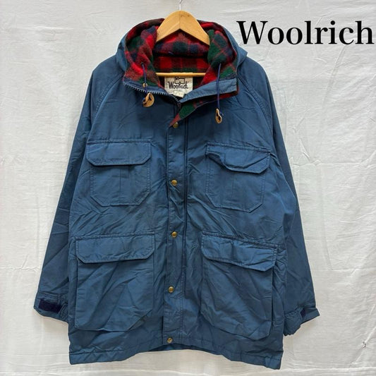 ウールリッチ WOOLRICH ジャケット、上着 ジャンパー、ブルゾン 70s 80s USA製 60/40 ロクヨンクロス チェックライナー マウンテンパーカー L チェック 紺 / ネイビー / navy メンズ USED 古着 中古 50150783