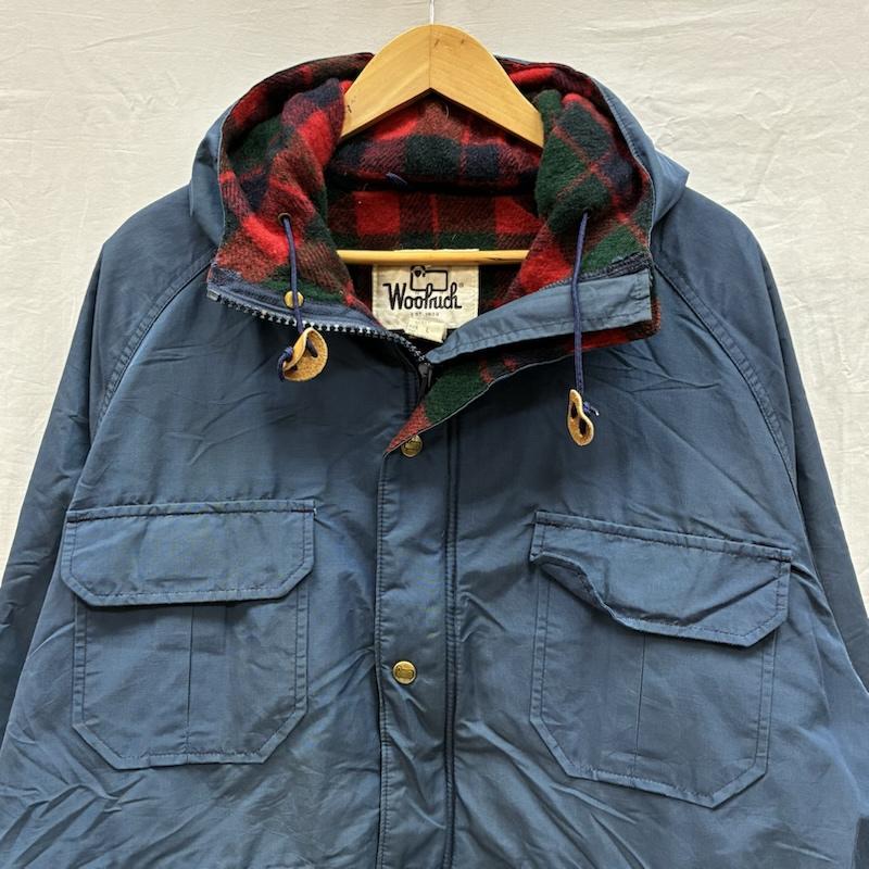 ウールリッチ WOOLRICH ジャケット、上着 ジャンパー、ブルゾン 70s 80s USA製 60/40 ロクヨンクロス チェックライナー マウンテンパーカー L チェック 紺 / ネイビー / navy メンズ USED 古着 中古 50150783