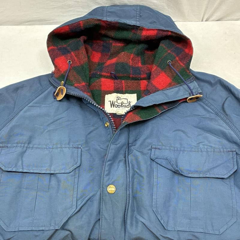 ウールリッチ WOOLRICH ジャケット、上着 ジャンパー、ブルゾン 70s 80s USA製 60/40 ロクヨンクロス チェックライナー マウンテンパーカー L チェック 紺 / ネイビー / navy メンズ USED 古着 中古 50150783