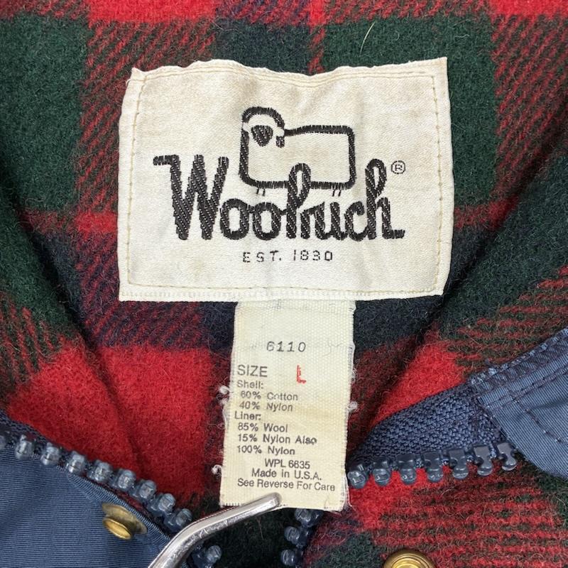 ウールリッチ WOOLRICH ジャケット、上着 ジャンパー、ブルゾン 70s 80s USA製 60/40 ロクヨンクロス チェックライナー マウンテンパーカー L チェック 紺 / ネイビー / navy メンズ USED 古着 中古 50150783