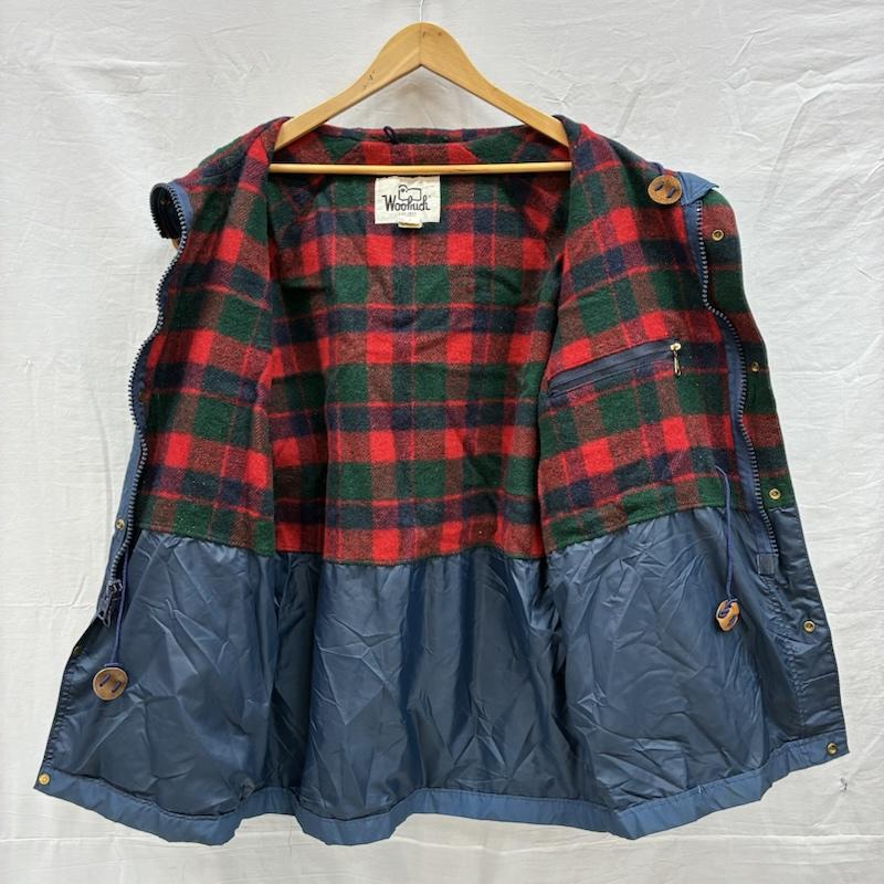 ウールリッチ WOOLRICH ジャケット、上着 ジャンパー、ブルゾン 70s 80s USA製 60/40 ロクヨンクロス チェックライナー マウンテンパーカー L チェック 紺 / ネイビー / navy メンズ USED 古着 中古 50150783