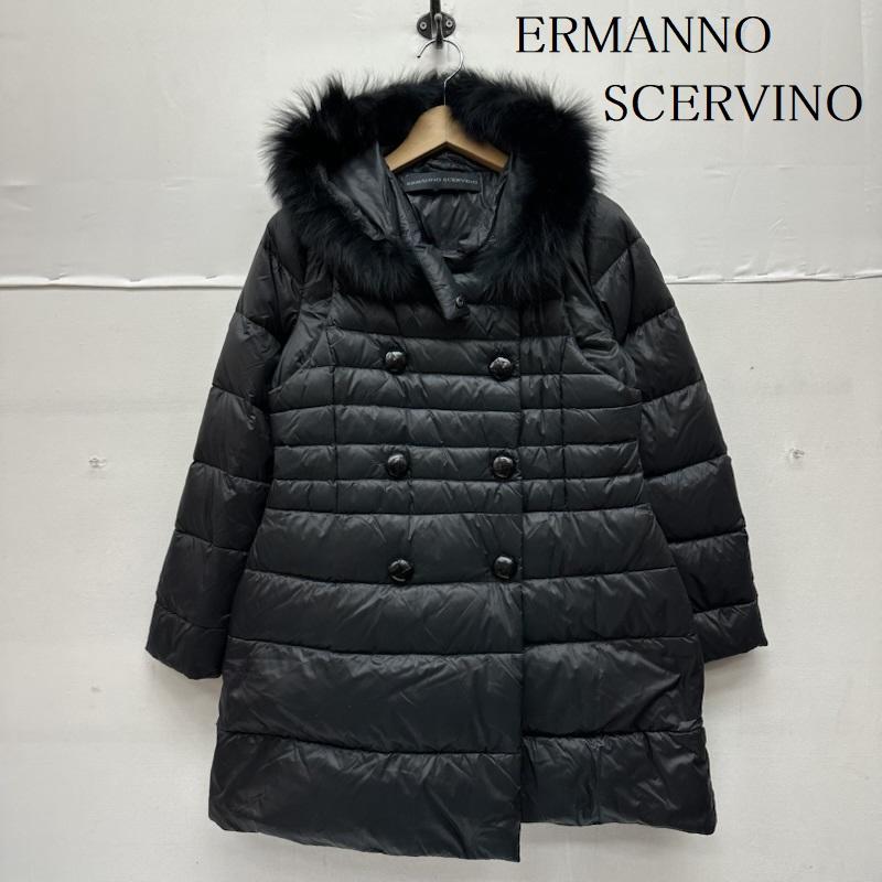 エルマンノ シェルビーノ ERMANNO SCERVINO コート ダウンコート フード ファー ロング ダウン ジャケット D180A347U40 40 黒 / ブラック / black レディース USED 古着 中古 50150804