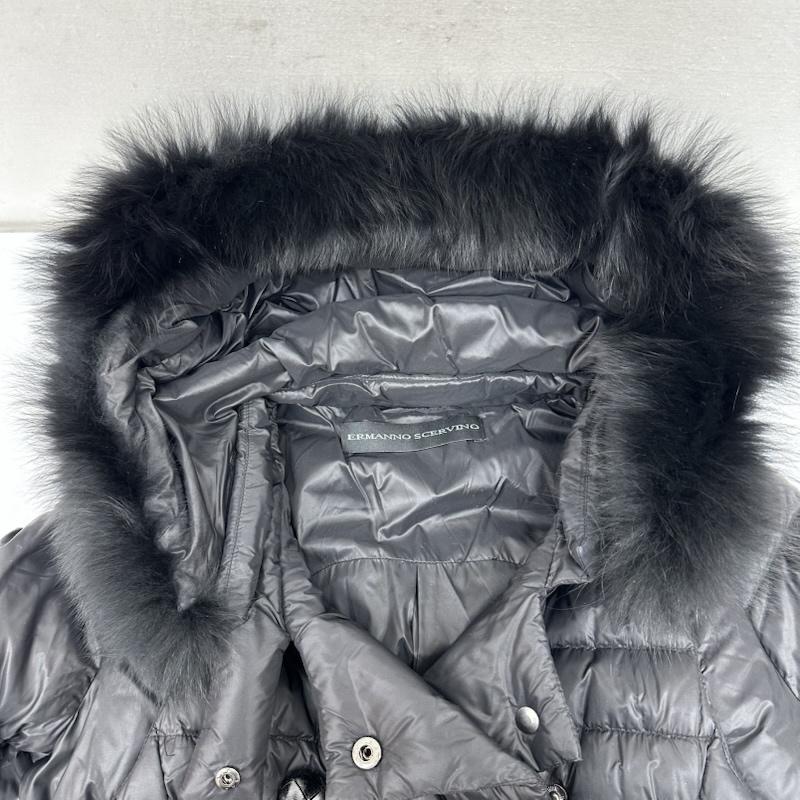 エルマンノ シェルビーノ ERMANNO SCERVINO コート ダウンコート フード ファー ロング ダウン ジャケット D180A347U40 40 黒 / ブラック / black レディース USED 古着 中古 50150804