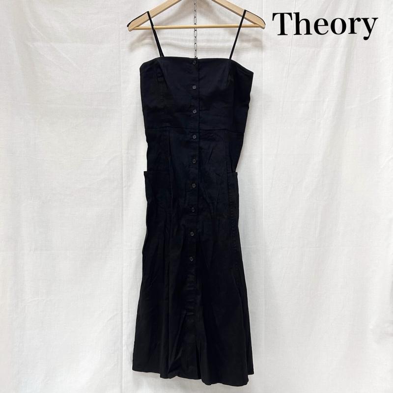 セオリー theory ワンピース ロングスカート リネン混 キャミソールワンピース BLACK 0 0 無地 黒 / ブラック / black レディース USED 古着 中古 50150819