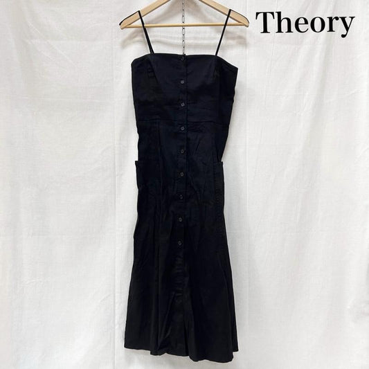 セオリー theory ワンピース ロングスカート リネン混 キャミソールワンピース BLACK 0 0 無地 黒 / ブラック / black レディース USED 古着 中古 50150819
