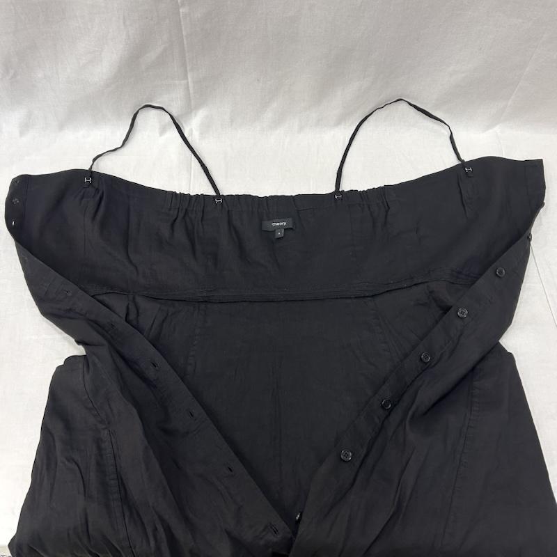 セオリー theory ワンピース ロングスカート リネン混 キャミソールワンピース BLACK 0 0 無地 黒 / ブラック / black レディース USED 古着 中古 50150819