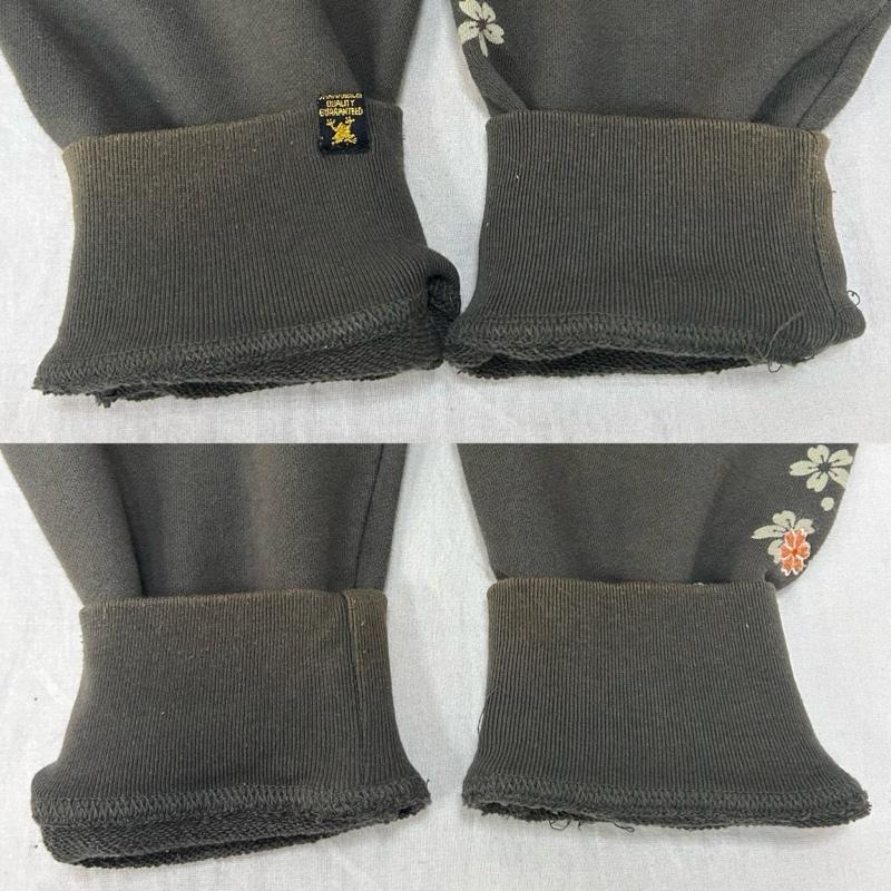 サンマルイチ 参丸一 パーカー 長袖 和柄 サクラ刺繍 唐草模様 フルジップアップフーディー 重ね着風 グレー L L 花柄 X 刺繍 灰 / グレー / gray メンズ USED 古着 中古 50150820