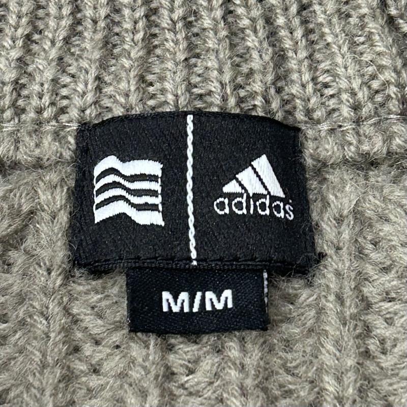 アディダス adidas ニット、セーター 長袖 ハーフボタンスタンドカラーニット サロモン＆テーラーメイド ベージュ M M ワンポイント グレージュ / グレージュ / メンズ USED 古着 中古 50150825