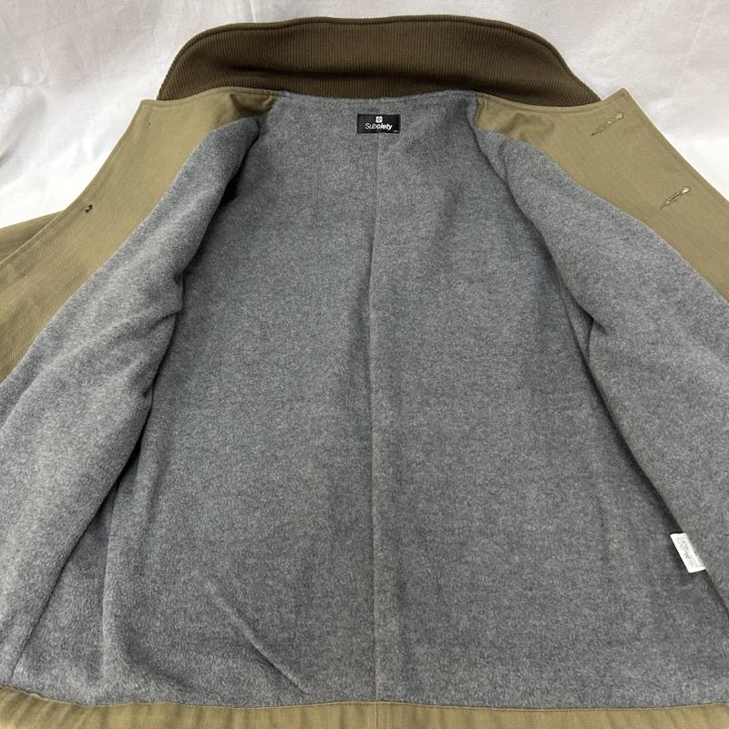 サブサエティ Subciety コート コート一般 ファラオコート ヘリンボーン織 オリーブグリーン M M ロゴ、文字 オリーブグリーン / オリーブグリーン / メンズ USED 古着 中古 50150828