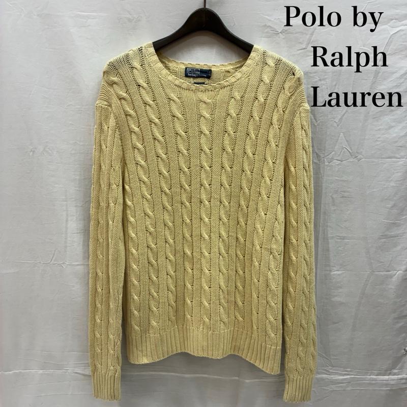 ポロバイラルフローレン Polo by RALPH LAUREN ニット、セーター 長袖 90s シルク リネン ケーブル ニット セーター L アイボリー / アイボリー / メンズ USED 古着 中古 50150834