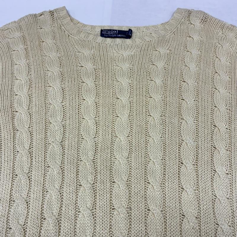 ポロバイラルフローレン Polo by RALPH LAUREN ニット、セーター 長袖 90s シルク リネン ケーブル ニット セーター L アイボリー / アイボリー / メンズ USED 古着 中古 50150834