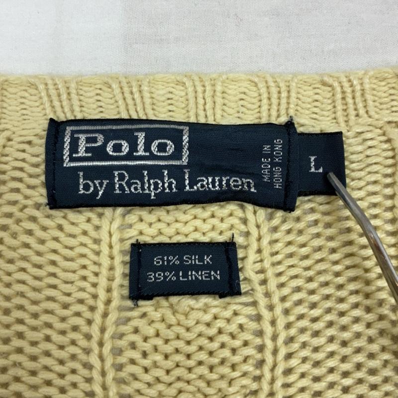 ポロバイラルフローレン Polo by RALPH LAUREN ニット、セーター 長袖 90s シルク リネン ケーブル ニット セーター L アイボリー / アイボリー / メンズ USED 古着 中古 50150834