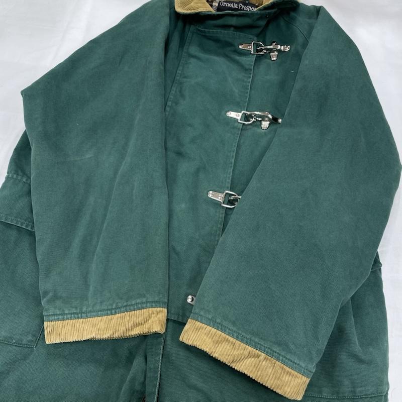 古着 USED ジャケット、上着 ジャンパー、ブルゾン Ornella Prosperi ファイヤーマン ジャケット コーデュロイカラー 裏地 チェック - 無地 X チェック 緑 / グリーン / green X キャメル / キャメル / メンズ USED 古着 中古 50150857