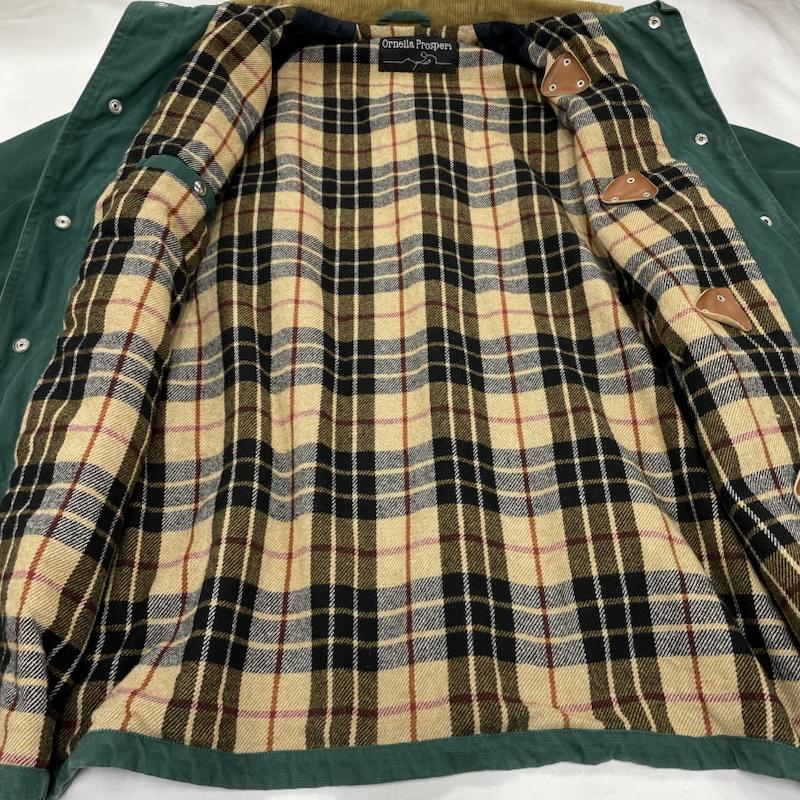 古着 USED ジャケット、上着 ジャンパー、ブルゾン Ornella Prosperi ファイヤーマン ジャケット コーデュロイカラー 裏地 チェック - 無地 X チェック 緑 / グリーン / green X キャメル / キャメル / メンズ USED 古着 中古 50150857