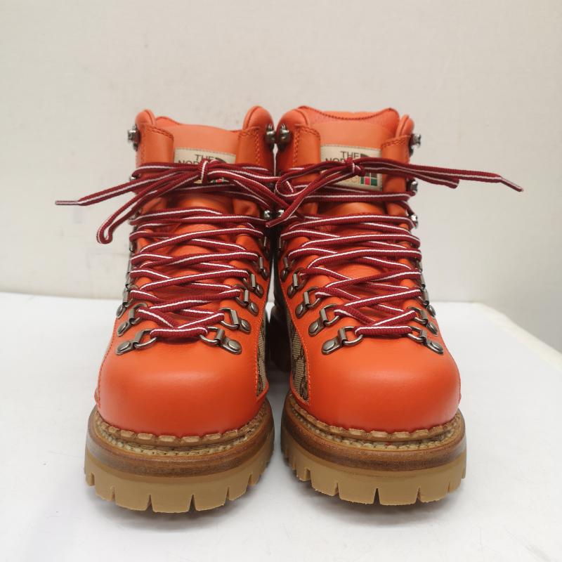 グッチ GUCCI ブーツ 一般 THE NORTH FACE 679927 GGスプリーム トレッキング ブーツ ロゴ 38 24.0cm ベージュ / ベージュ / beige X 橙 / オレンジ / orange レディース USED 古着 中古 50150858