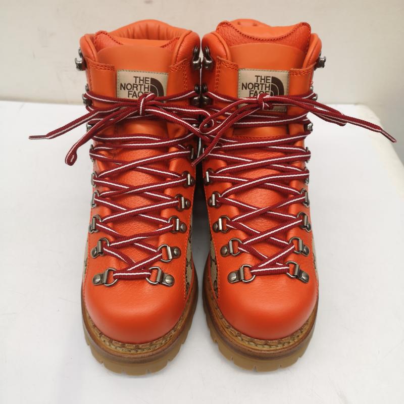 グッチ GUCCI ブーツ 一般 THE NORTH FACE 679927 GGスプリーム トレッキング ブーツ ロゴ 38 24.0cm ベージュ / ベージュ / beige X 橙 / オレンジ / orange レディース USED 古着 中古 50150858