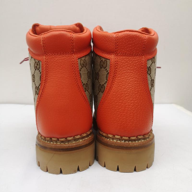 グッチ GUCCI ブーツ 一般 THE NORTH FACE 679927 GGスプリーム トレッキング ブーツ ロゴ 38 24.0cm ベージュ / ベージュ / beige X 橙 / オレンジ / orange レディース USED 古着 中古 50150858