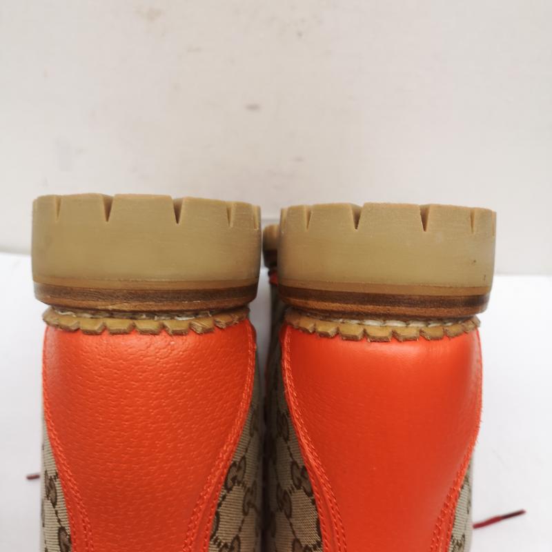 グッチ GUCCI ブーツ 一般 THE NORTH FACE 679927 GGスプリーム トレッキング ブーツ ロゴ 38 24.0cm ベージュ / ベージュ / beige X 橙 / オレンジ / orange レディース USED 古着 中古 50150858