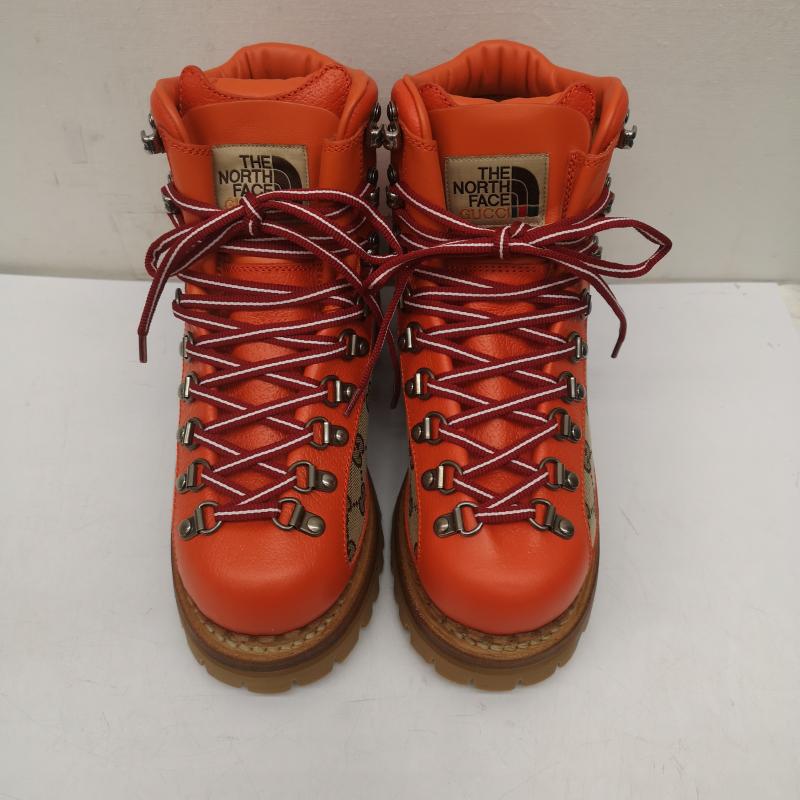 グッチ GUCCI ブーツ 一般 THE NORTH FACE 679927 GGスプリーム トレッキングブーツ ロゴ 36.5 23.0cm ベージュ / ベージュ / beige X 橙 / オレンジ / orange レディース USED 古着 中古 50150859