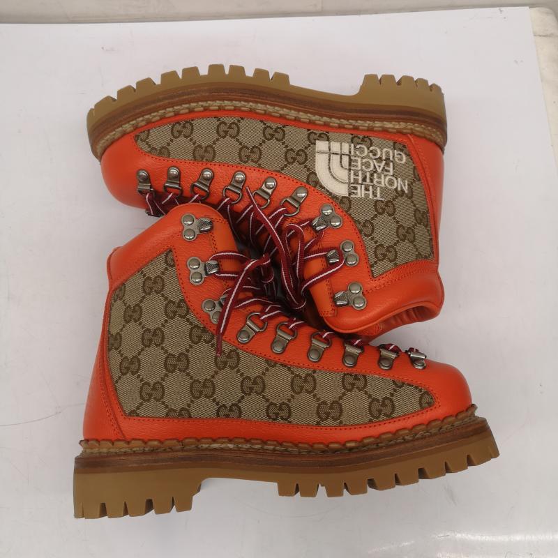 グッチ GUCCI ブーツ 一般 THE NORTH FACE 679927 GGスプリーム トレッキングブーツ ロゴ 36.5 23.0cm ベージュ / ベージュ / beige X 橙 / オレンジ / orange レディース USED 古着 中古 50150859