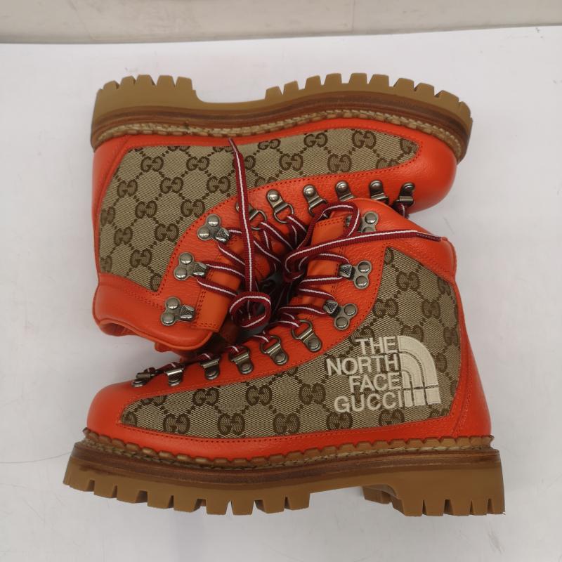 グッチ GUCCI ブーツ 一般 THE NORTH FACE 679927 GGスプリーム トレッキングブーツ ロゴ 36.5 23.0cm ベージュ / ベージュ / beige X 橙 / オレンジ / orange レディース USED 古着 中古 50150859