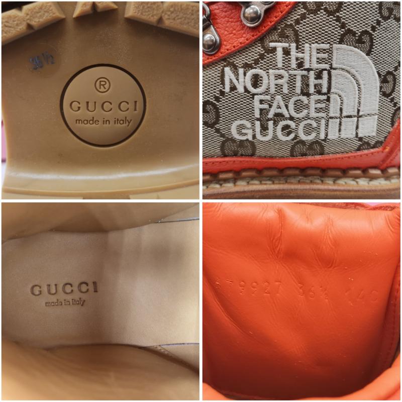 グッチ GUCCI ブーツ 一般 THE NORTH FACE 679927 GGスプリーム トレッキングブーツ ロゴ 36.5 23.0cm ベージュ / ベージュ / beige X 橙 / オレンジ / orange レディース USED 古着 中古 50150859