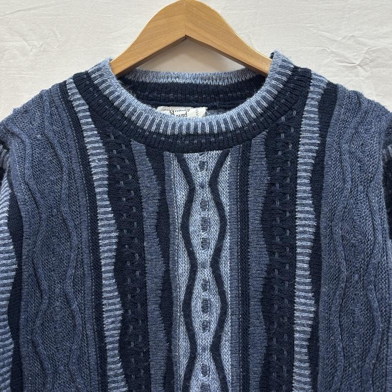 古着 USED ニット、セーター 長袖 Brittony Brand USA製 クルーネック 3D ニット アクリル - 紺 / ネイビー / navy メンズ USED 古着 中古 50150947