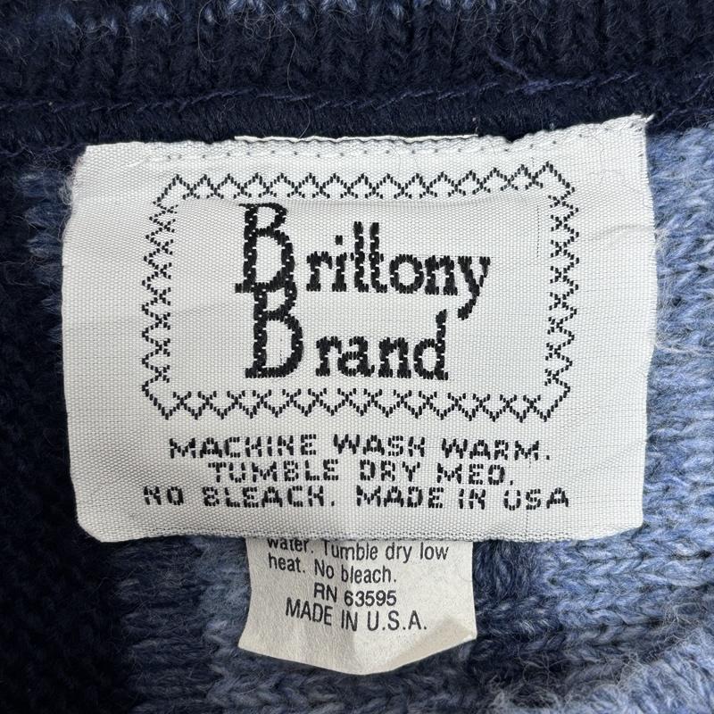 古着 USED ニット、セーター 長袖 Brittony Brand USA製 クルーネック 3D ニット アクリル - 紺 / ネイビー / navy メンズ USED 古着 中古 50150947