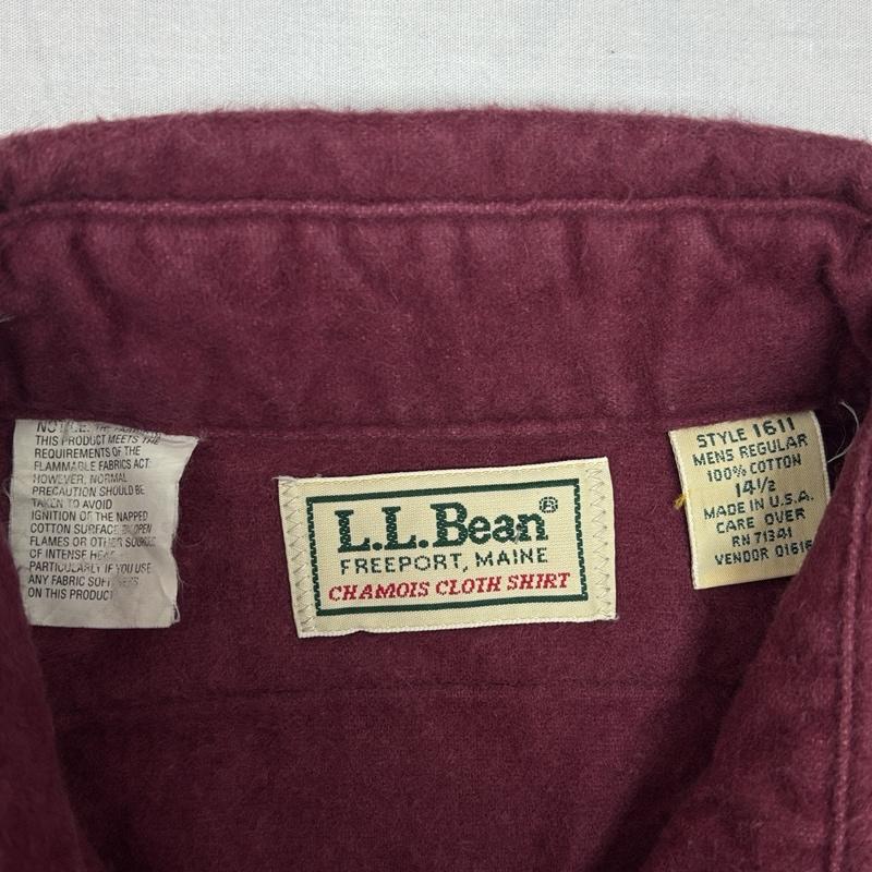 エルエルビーン L.L.Bean シャツ、ブラウス 長袖 90年代 ビンテージ USA製 シャモアクロス 長袖 シャツ 1611 90s VINTAGE - えんじ / ワインレッド / dark red メンズ USED 古着 中古 50150949