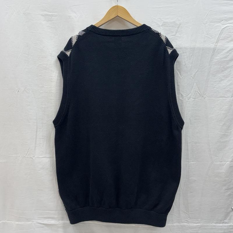 カールカナイ KARL KANI ベスト ベスト ダイヤ柄 コットン ニット ベスト クルーネック ビッグサイズ XXL 灰 / グレー / gray X 黒 / ブラック / black メンズ USED 古着 中古 50150951