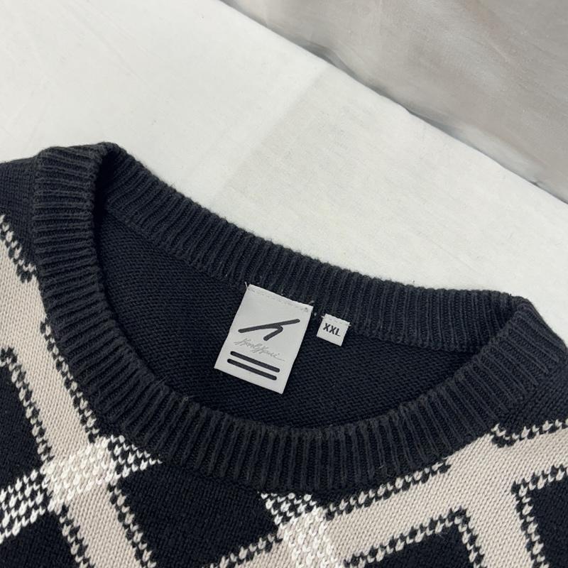 カールカナイ KARL KANI ベスト ベスト ダイヤ柄 コットン ニット ベスト クルーネック ビッグサイズ XXL 灰 / グレー / gray X 黒 / ブラック / black メンズ USED 古着 中古 50150951