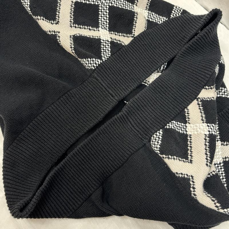 カールカナイ KARL KANI ベスト ベスト ダイヤ柄 コットン ニット ベスト クルーネック ビッグサイズ XXL 灰 / グレー / gray X 黒 / ブラック / black メンズ USED 古着 中古 50150951