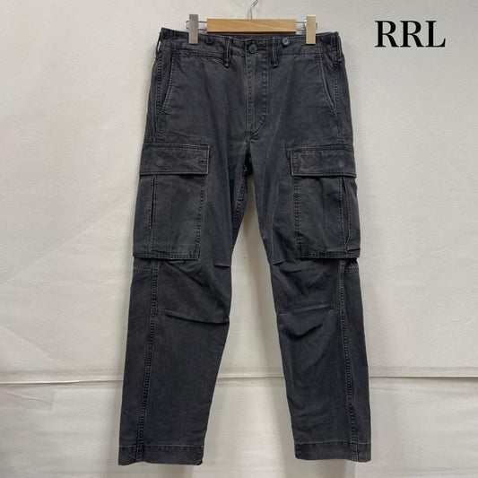 ダブルアールエル RRL パンツ ワークパンツ、ペインターパンツ ラルフローレン キャンバス サープラス カーゴパンツ ジップフライ W29 L30 29インチ 無地 黒 / ブラック / black メンズ USED 古着 中古 50150960