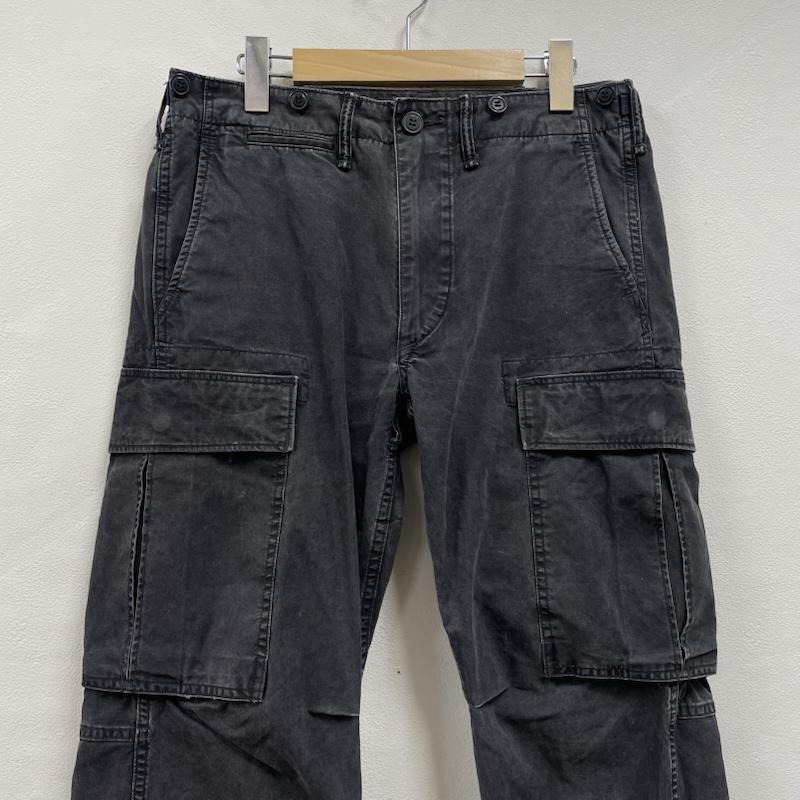 ダブルアールエル RRL パンツ ワークパンツ、ペインターパンツ ラルフローレン キャンバス サープラス カーゴパンツ ジップフライ W29 L30 29インチ 無地 黒 / ブラック / black メンズ USED 古着 中古 50150960