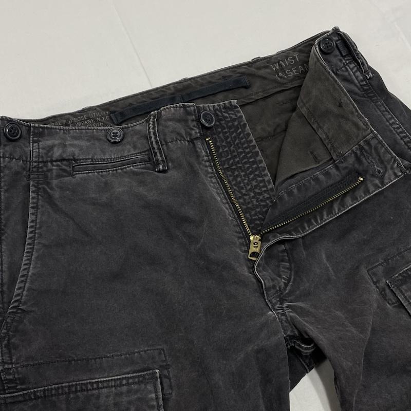 ダブルアールエル RRL パンツ ワークパンツ、ペインターパンツ ラルフローレン キャンバス サープラス カーゴパンツ ジップフライ W29 L30 29インチ 無地 黒 / ブラック / black メンズ USED 古着 中古 50150960