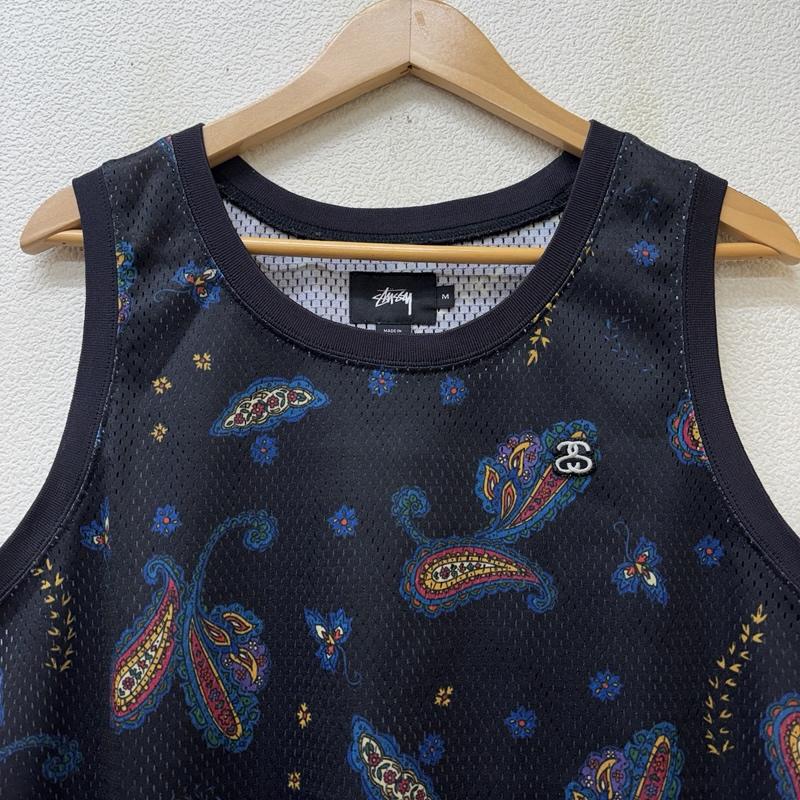 ステューシー STUSSY タンクトップ タンクトップ メッシュ ペイズリー ノースリーブ タンクトップ SSリンク ワッペン M ペイズリー X ロゴ、文字 メンズ USED 古着 中古 50150985