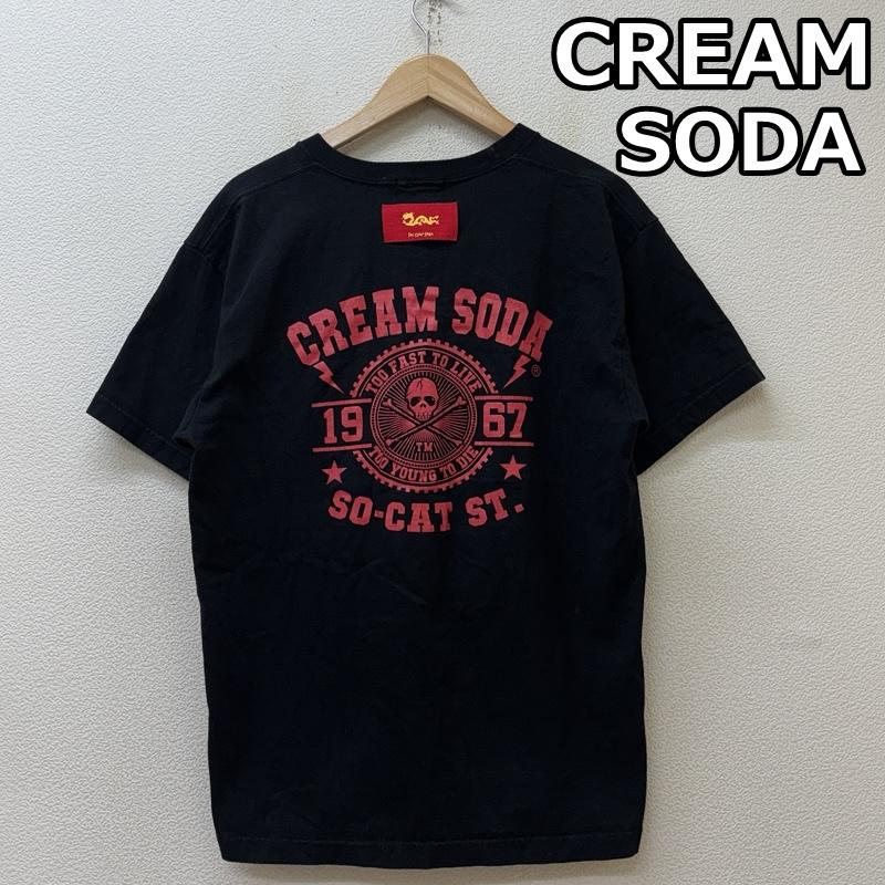 クリームソーダ CREAMSODA Tシャツ 半袖 両面 スカル プリント Tシャツ XL ロゴ、文字 X プリント 黒 / ブラック / black メンズ USED 古着 中古 50150994