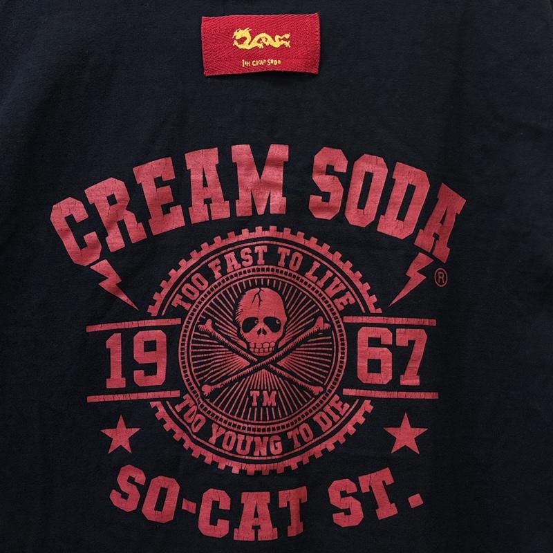 クリームソーダ CREAMSODA Tシャツ 半袖 両面 スカル プリント Tシャツ XL ロゴ、文字 X プリント 黒 / ブラック / black メンズ USED 古着 中古 50150994