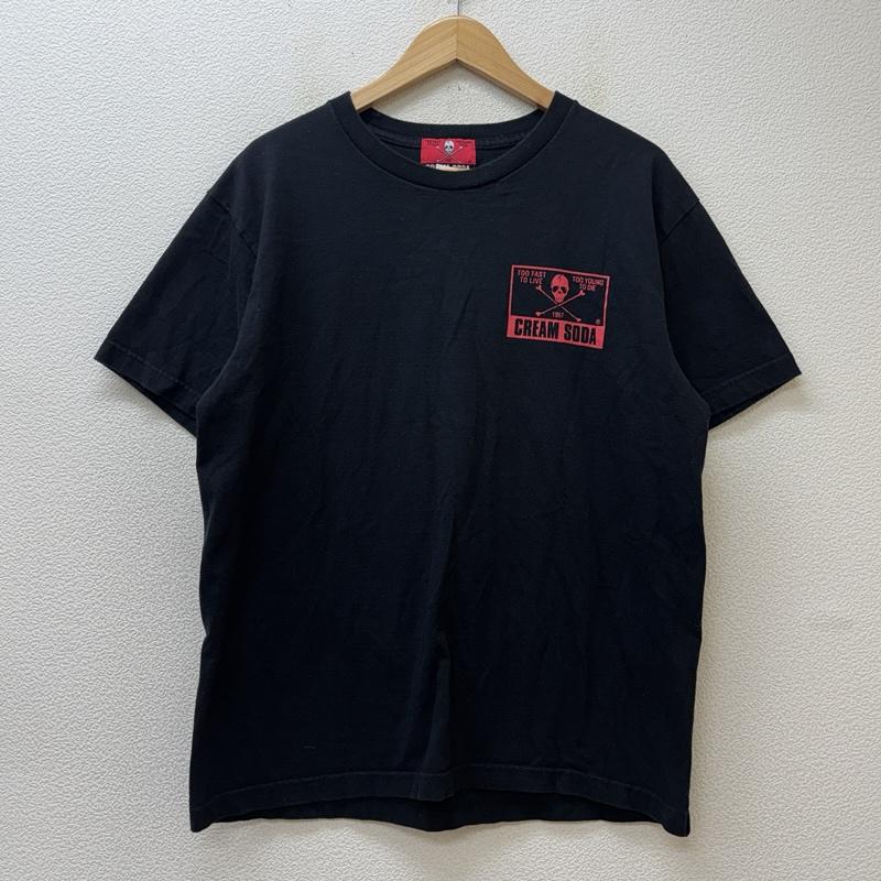 クリームソーダ CREAMSODA Tシャツ 半袖 両面 スカル プリント Tシャツ XL ロゴ、文字 X プリント 黒 / ブラック / black メンズ USED 古着 中古 50150994