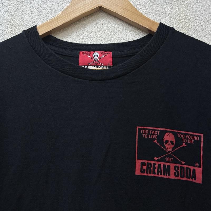 クリームソーダ CREAMSODA Tシャツ 半袖 両面 スカル プリント Tシャツ XL ロゴ、文字 X プリント 黒 / ブラック / black メンズ USED 古着 中古 50150994