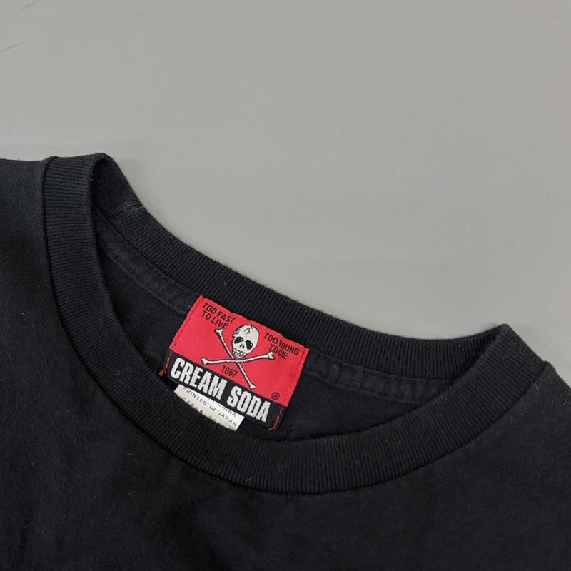 クリームソーダ CREAMSODA Tシャツ 半袖 両面 スカル プリント Tシャツ XL ロゴ、文字 X プリント 黒 / ブラック / black メンズ USED 古着 中古 50150994
