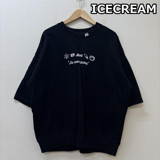 アイスクリーム ICECREAM トレーナー 半袖 ICECREAM ロゴ Lets HAVE SOME プリント ビッグサイズ 半袖 トレーナー ICJP211K005 XL 黒 / ブラック / black メンズ USED 古着 中古 50151025