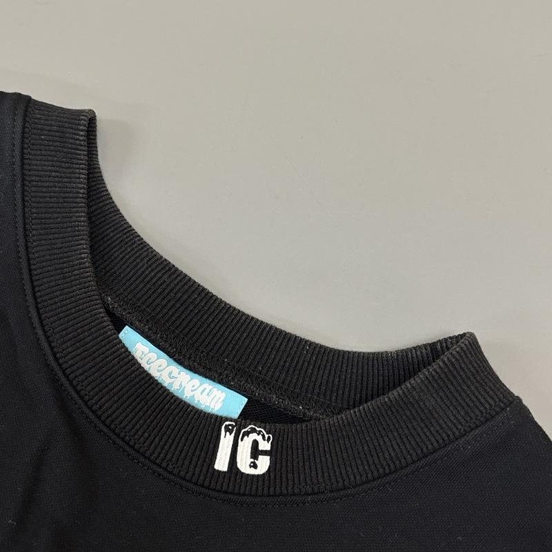 アイスクリーム ICECREAM トレーナー 半袖 ICECREAM ロゴ Lets HAVE SOME プリント ビッグサイズ 半袖 トレーナー ICJP211K005 XL 黒 / ブラック / black メンズ USED 古着 中古 50151025