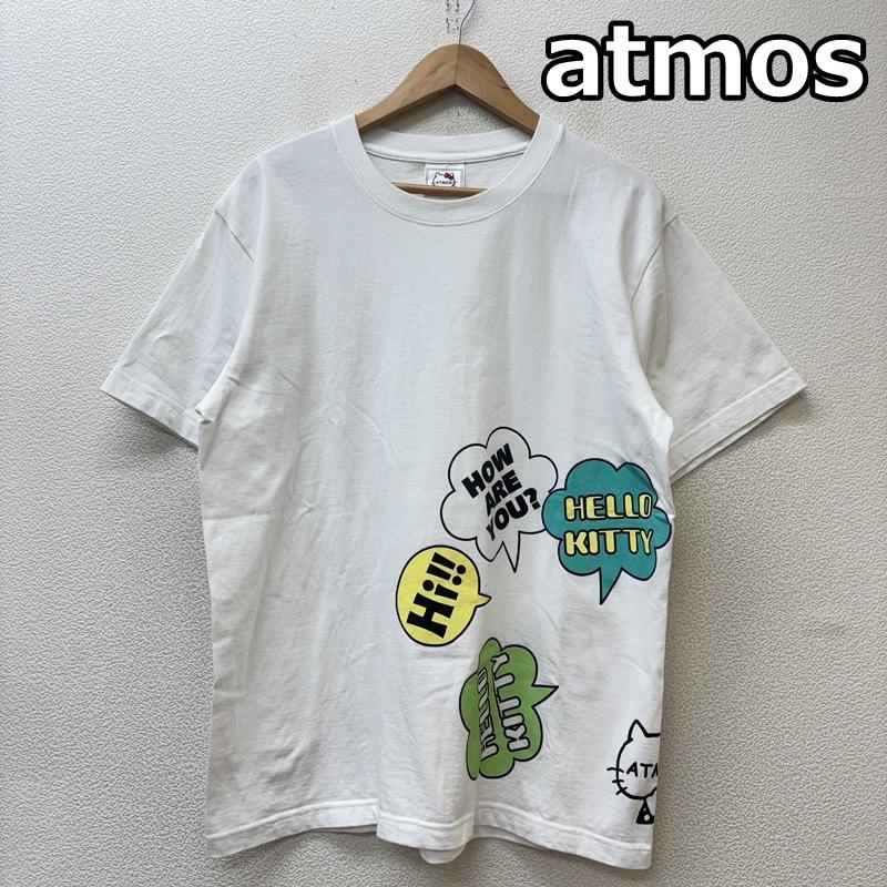 アトモス atmos Tシャツ 半袖 Hallo Kitty ハローキティ コラボ ロゴ プリント クルーネック 半袖 Tシャツ L 白 / ホワイト / white メンズ USED 古着 中古 50151029