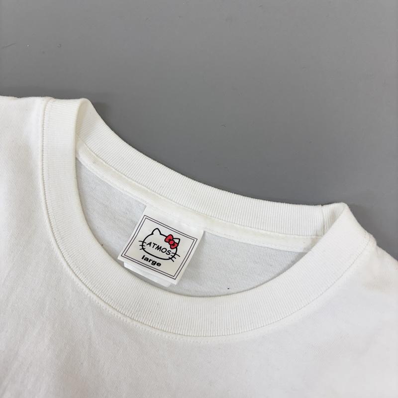 アトモス atmos Tシャツ 半袖 Hallo Kitty ハローキティ コラボ ロゴ プリント クルーネック 半袖 Tシャツ L 白 / ホワイト / white メンズ USED 古着 中古 50151029