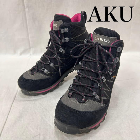 古着 USED アウトドアシューズ アウトドアシューズ AKU アク トレッキングシューズ ALBA TREK ISG GTX WS アルバトレック 978Isg BLACK magenta 23.5cm 無地 X ロゴ、文字 黒 / ブラック / black X 桃 / ピンク / pink レディース USED 古着 中古 50151065