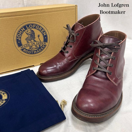 レザー レザー 革靴 革靴 john lofgren ジョン ロフグレン THE STEADFAST CHUKKA BOOTS チャッカブーツ CALFSKIN BURGUNDY VIBRAMソール US：9.5 無地 えんじ / ワインレッド / dark red X 茶 / ブラウン / brown メンズ USED 古着 中古 50151066