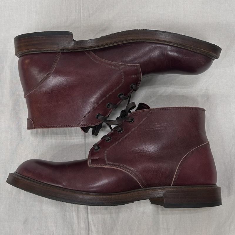 レザー レザー 革靴 革靴 john lofgren ジョン ロフグレン THE STEADFAST CHUKKA BOOTS チャッカブーツ CALFSKIN BURGUNDY VIBRAMソール US：9.5 無地 えんじ / ワインレッド / dark red X 茶 / ブラウン / brown メンズ USED 古着 中古 50151066