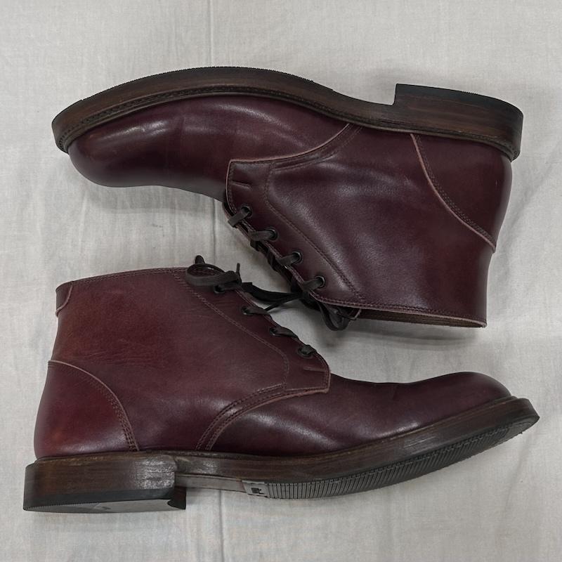 レザー レザー 革靴 革靴 john lofgren ジョン ロフグレン THE STEADFAST CHUKKA BOOTS チャッカブーツ CALFSKIN BURGUNDY VIBRAMソール US：9.5 無地 えんじ / ワインレッド / dark red X 茶 / ブラウン / brown メンズ USED 古着 中古 50151066