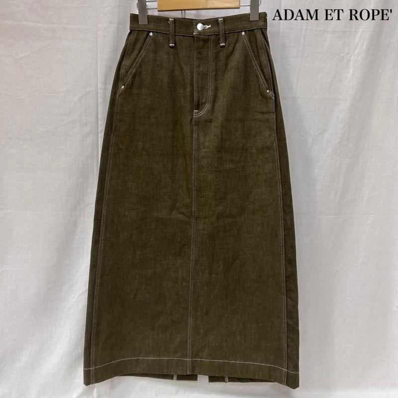 アダムエロペ ADAM ET ROPE  スカート ロングスカート BIGJOHN×ADAM ET ROPE HIGH-SLIT MAXI SKIRT オリーブグリーン S S 無地 カーキオリーブ / カーキオリーブ / レディース USED 古着 中古 50151074